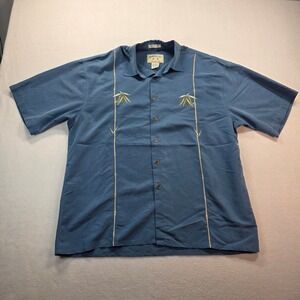 Bamboo Cay Fine Resortwear Men's L Blue Bamboo Embroidered Camp Shirt